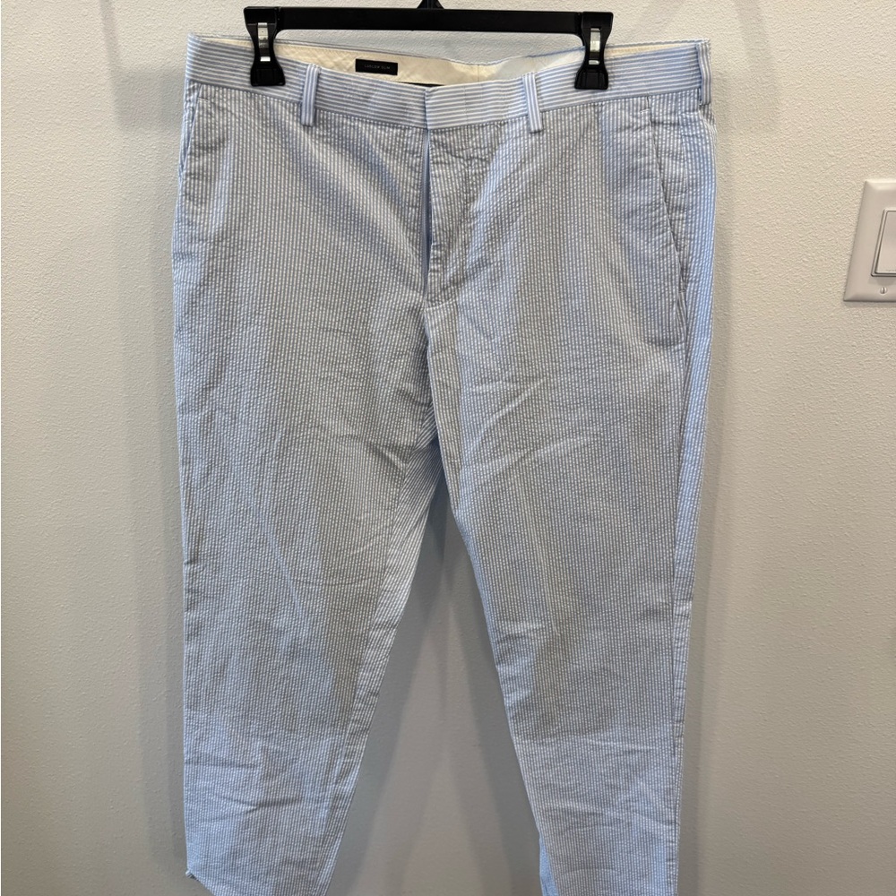 J. Crew Blue Seersucker Chinos Lightweight Cotton